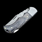 6.5" Damascus Pocket Knife // Handmade Pakka Wood Handle // Black