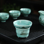 Hand-Painted Celadon Tea Set