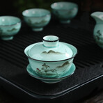 Hand-Painted Celadon Tea Set