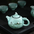 Hand-Painted Celadon Tea Set