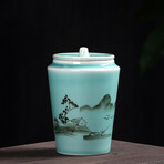 Hand-Painted Celadon Tea Set