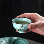 Hand-Painted Celadon Tea Set