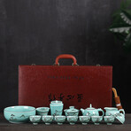 Hand-Painted Celadon Tea Set