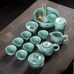 Hand-Painted Celadon Tea Set