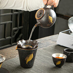 Iron Rust Glazed & Silver-Lined Porcelain Tea Set