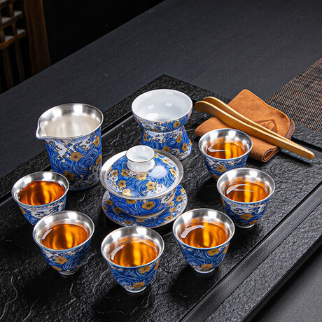 Sea Blossoms Silver-lined Tea Set