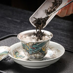 Qinglong Silver-Lined Porcelain Tea Set