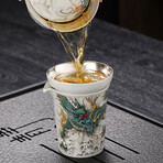 Qinglong Silver-Lined Porcelain Tea Set