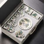 Qinglong Silver-Lined Porcelain Tea Set