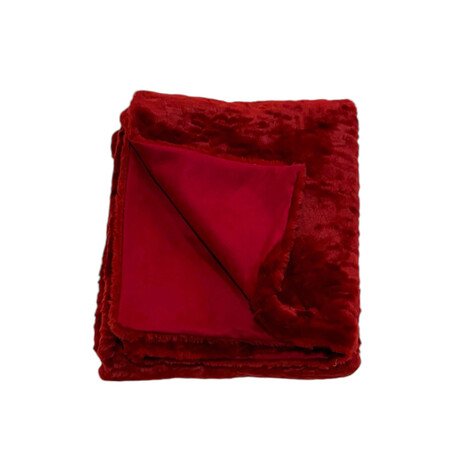 Mink Faux Fur Throw // Cranberry Red