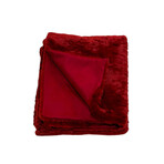 Mink Faux Fur Throw / Cranberry Red