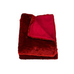 Mink Faux Fur Throw / Cranberry Red