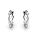 18K White Gold Diamond Hoop Earrings II // New