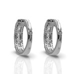 18K White Gold Diamond Hoop Earrings I // New