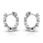 18K White Gold Diamond Hoop Earrings II // New