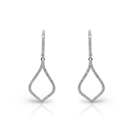 18K White Gold Diamond Drop Earrings // New