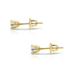 14K Yellow Gold Diamond Stud Earrings // New