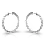 18K White Gold Diamond Hoop Earrings IV // New