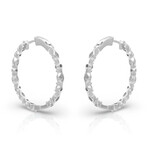 18K White Gold Diamond Hoop Earrings IV // New