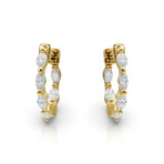 18K Yellow Gold Diamond Hoop Earrings // New