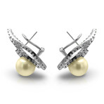 14K White Gold Diamond + Pearl Earrings // Pre-Owned