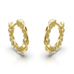 18K Yellow Gold Diamond Hoop Earrings // New