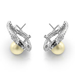 14K White Gold Diamond + Pearl Earrings // Pre-Owned