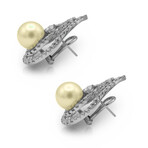 14K White Gold Diamond + Pearl Earrings // Pre-Owned