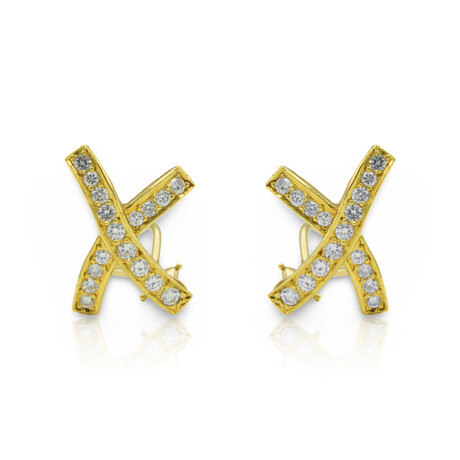 18K Yellow Gold Diamond X Earrings // Pre-Owned