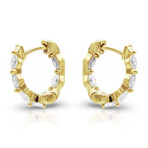 18K Yellow Gold Diamond Hoop Earrings // New