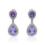 18K Rose Gold Amethyst + Diamond Earrings // Pre-Owned