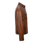 Seams Detail Racer Jacket // Chestnut (L)