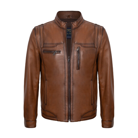 Seams Detail Racer Jacket // Chestnut (S)