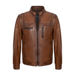 Seams Detail Racer Jacket // Chestnut (XL)