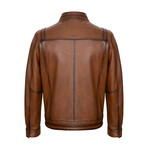 Seams Detail Racer Jacket // Chestnut (M)