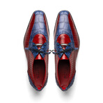 Moncalieri // Alligator Leather Oxford Shoes // Navy - Red (US: 9.5)