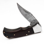 Damascus Folding Pocket Knife // Rose Wood S