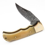 Damascus Folding Pocket Knife // Camy Brass