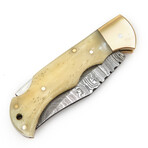 Damascus Folding Pocket Knife // Camy Brass