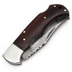 Damascus Folding Pocket Knife // Rose Wood S