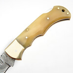 Damascus Folding Pocket Knife // Camy Brass