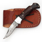 Damascus Folding Pocket Knife // Rose Wood S