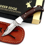 Damascus Folding Pocket Knife // Rose Wood S