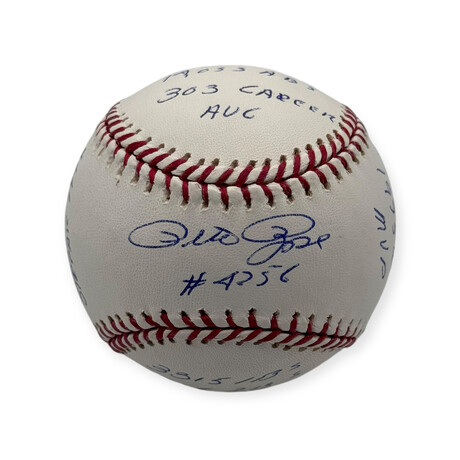 Pete Rose // Cincinnati Reds // Autographed Baseball // 14 Inscriptions