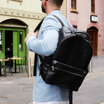 Leather Backpack Rucksack // Black