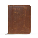 Zip Up Leather Padfolio // Saddle Brown