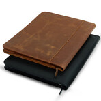 Zip Up Leather Padfolio // Saddle Brown