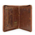 Zip Up Leather Padfolio // Saddle Brown