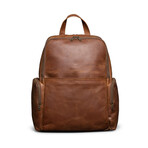 Minelli Expandable Leather Backpack // Saddle Brown