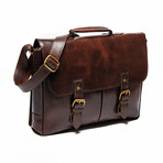 Coarse Leather Messenger Bag 16" // Antique Brown